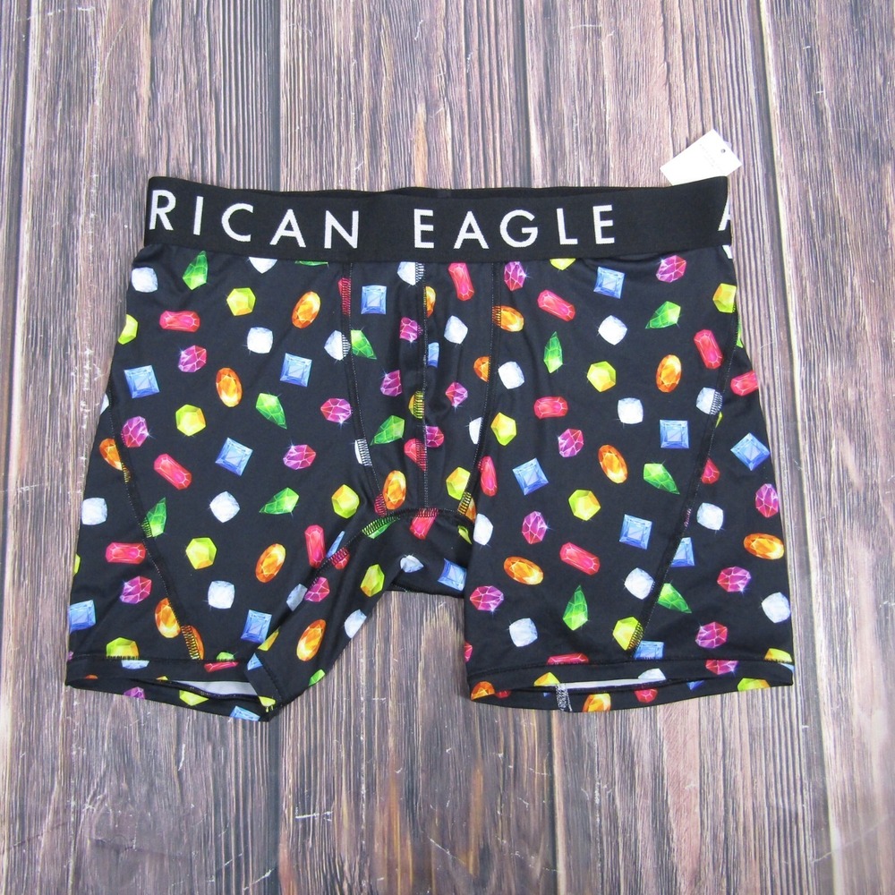 American Eagle NEW NWT Mens Medium Boxer Briefs Black Gems Jewels Gift